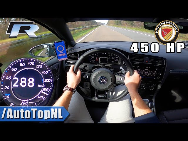 vw golf r mk7.5 450hp manhart 288km/h top speed on autobahn by autotopnl
